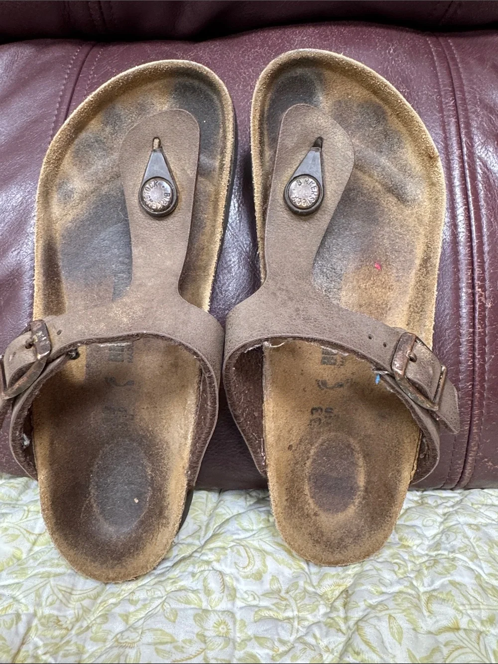Birkenstock Kids Brown Toe-Post Sandals with Buckle